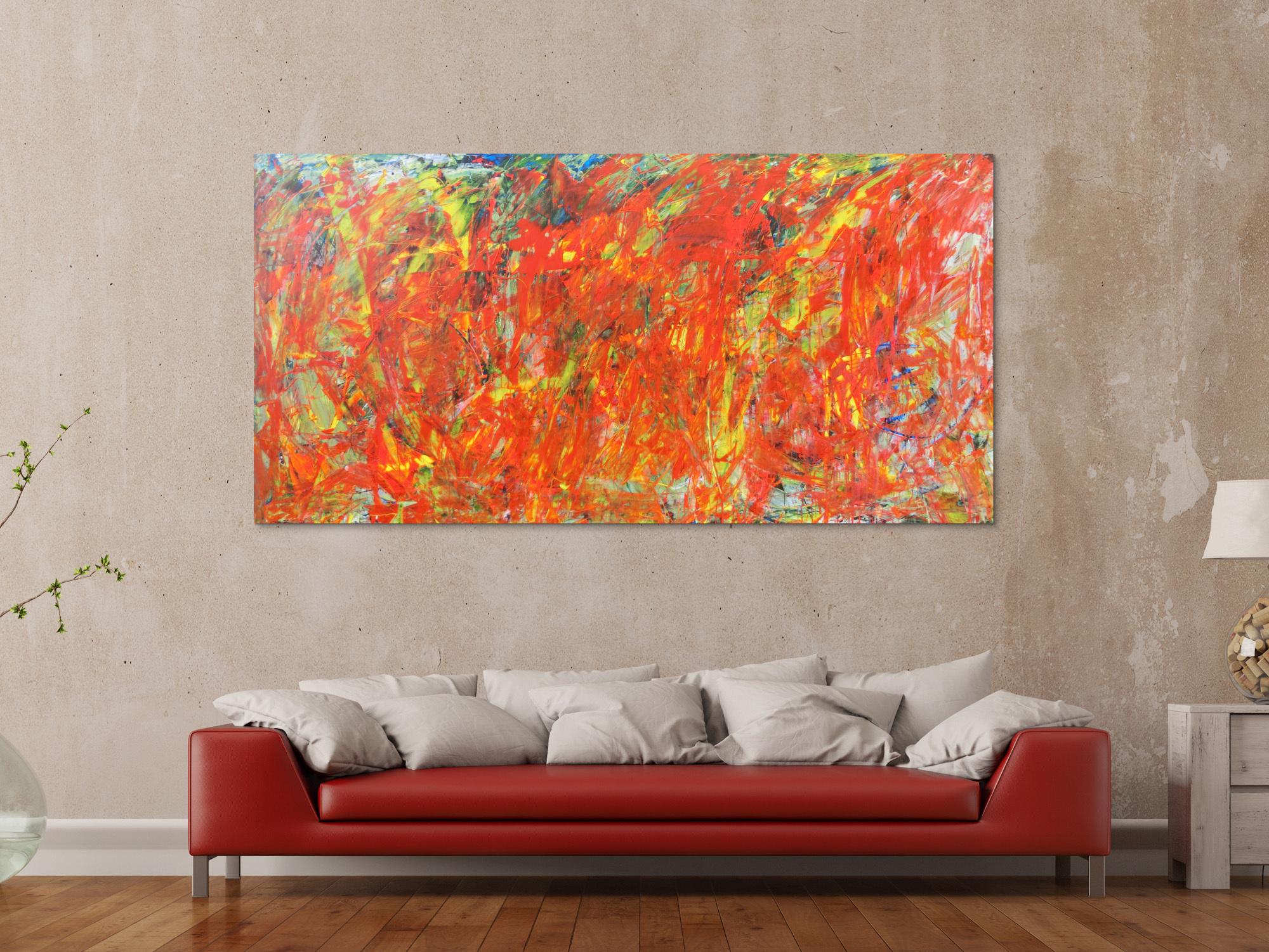 Abstraktes Acrylbild in orange und rot