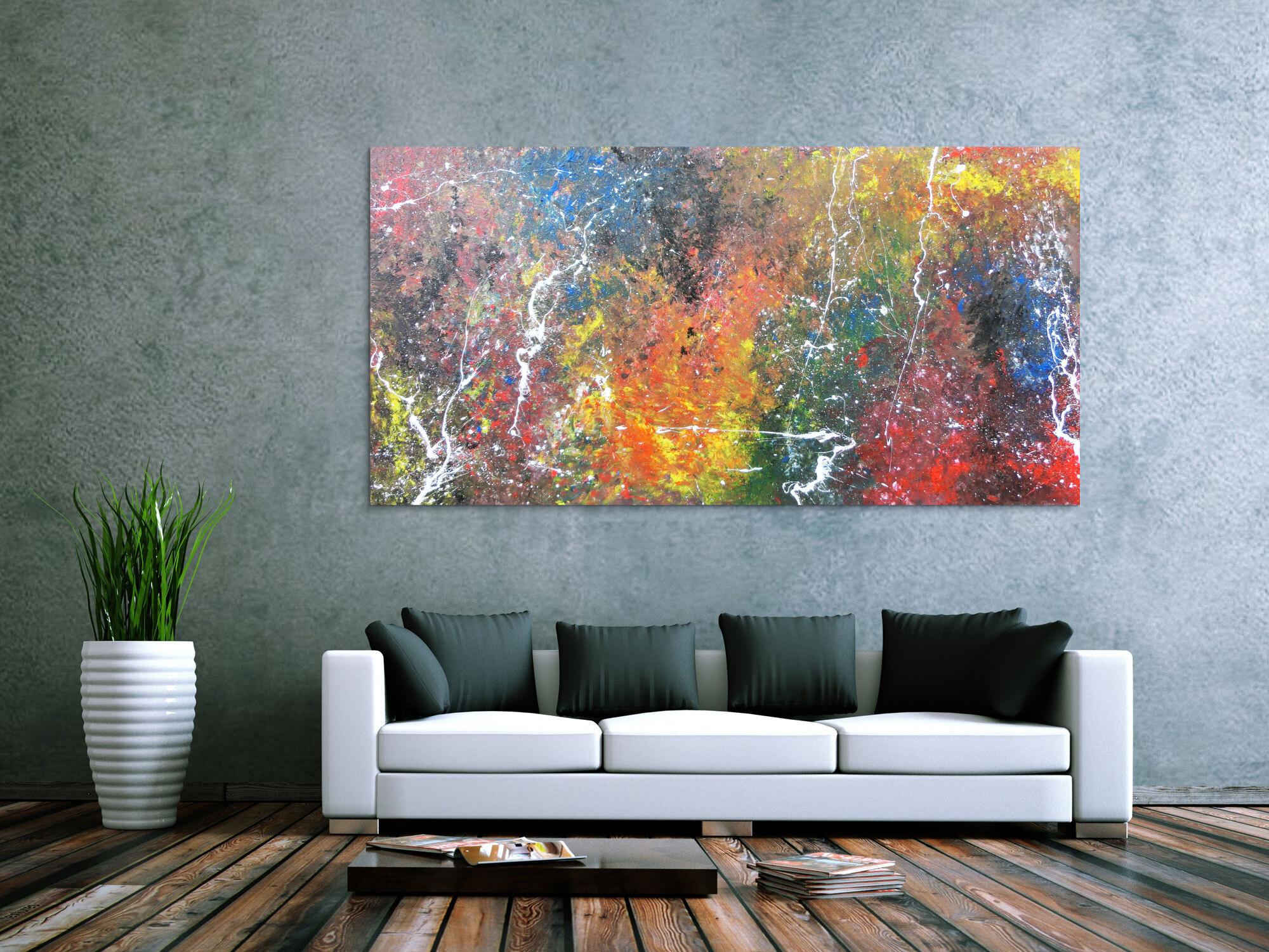 Modernes Acrylgemälde in bunten Farben und modern