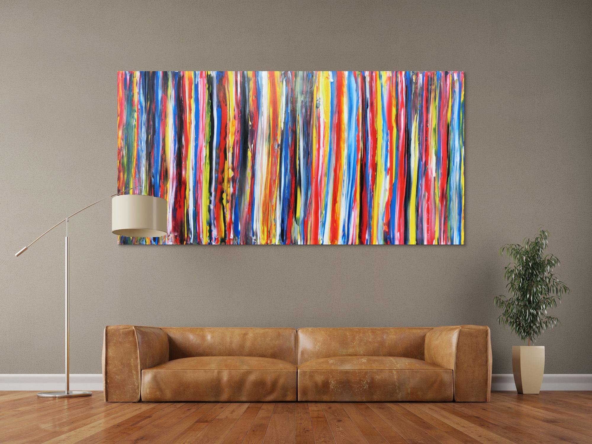 Abstraktes Acrylbild mit bunten streifen sehr modern