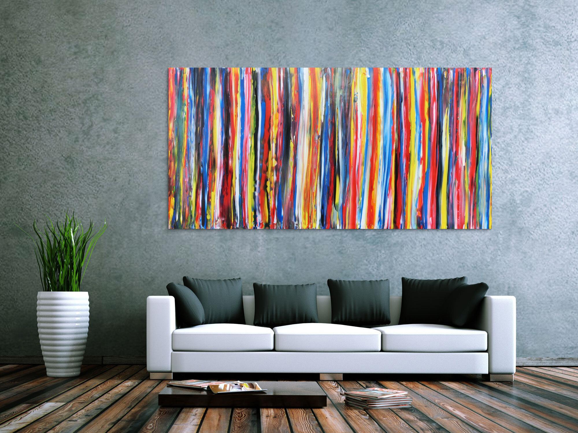 Abstraktes Acrylbild mit bunten streifen sehr modern