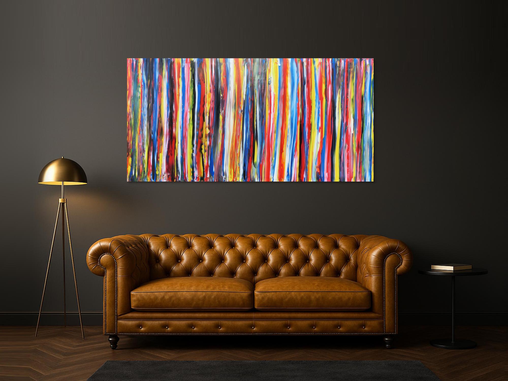 Abstraktes Acrylbild mit bunten streifen sehr modern