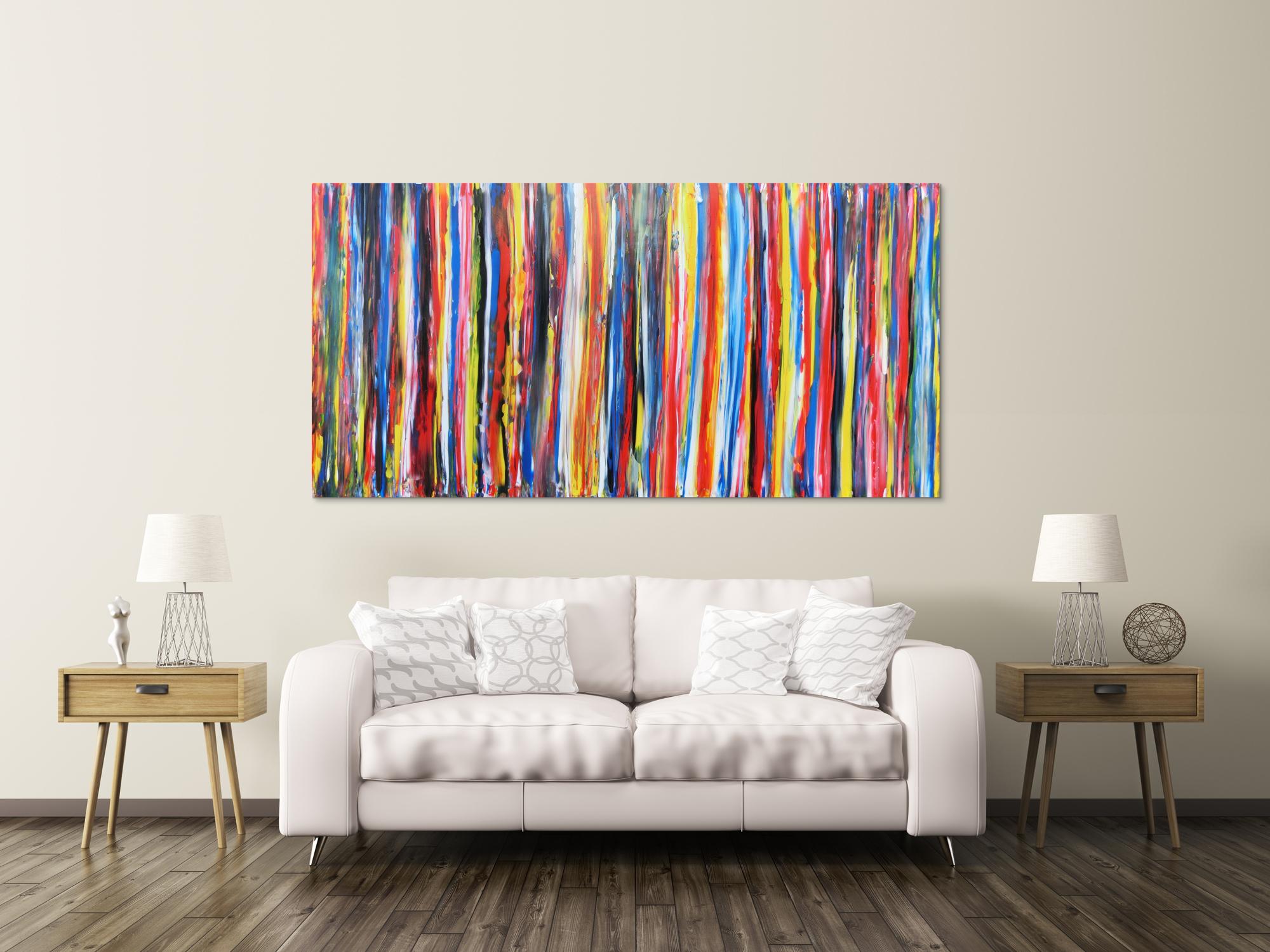 Abstraktes Acrylbild mit bunten streifen sehr modern