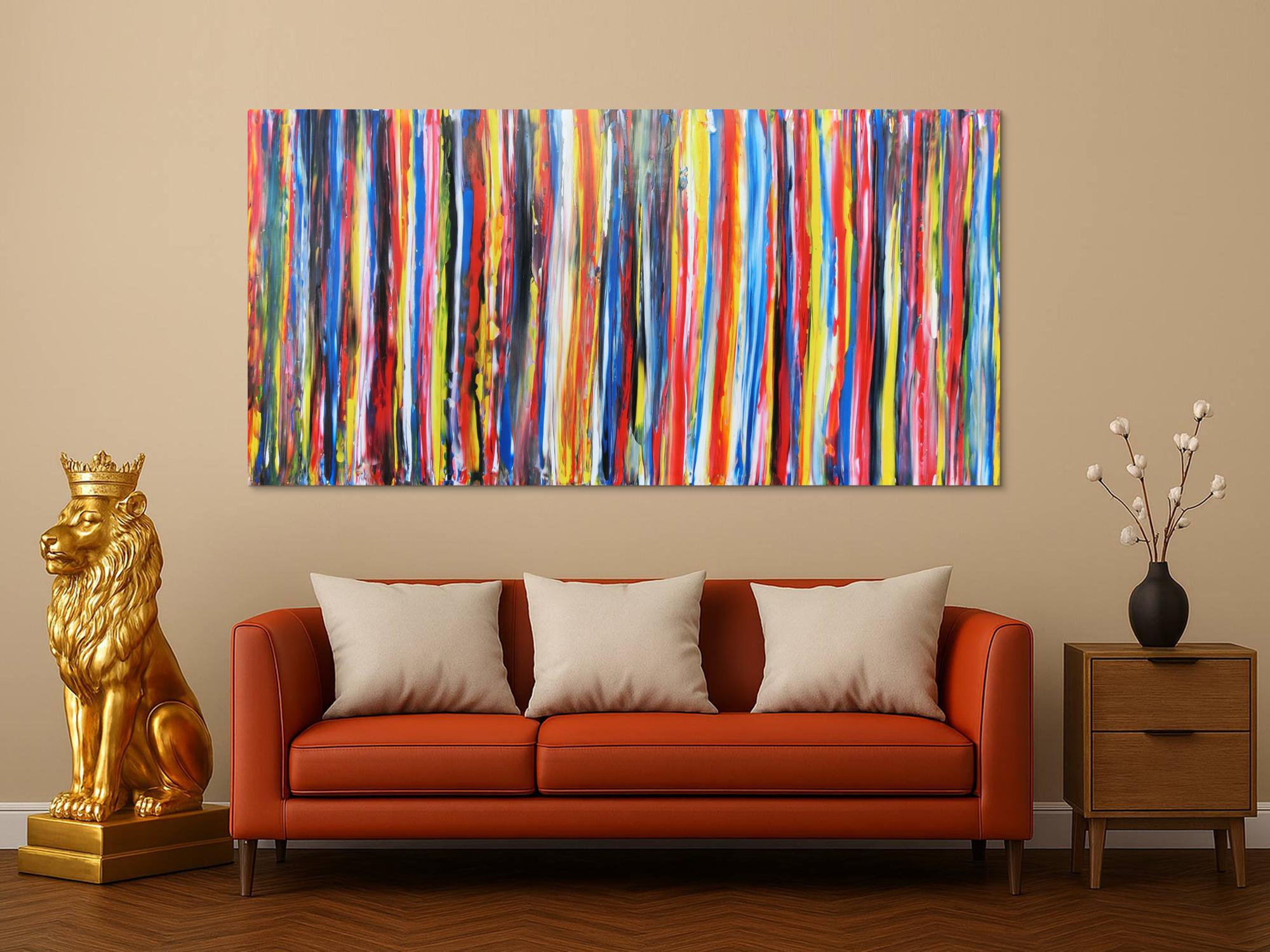 Abstraktes Acrylbild mit bunten streifen sehr modern