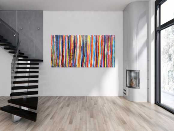 Abstraktes Acrylbild mit bunten streifen sehr modern