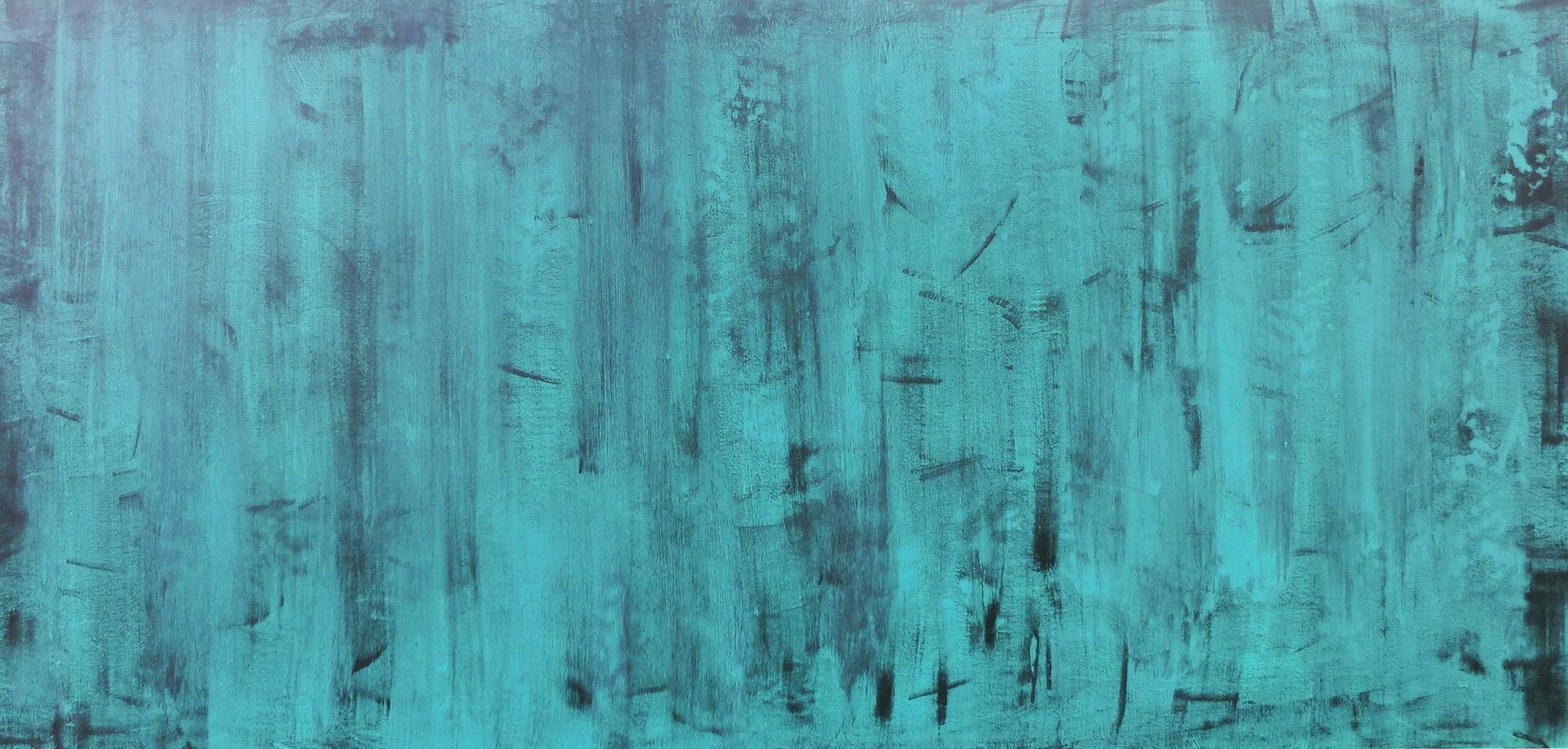 Abstraktes Acrylbild in türkis vintage Look