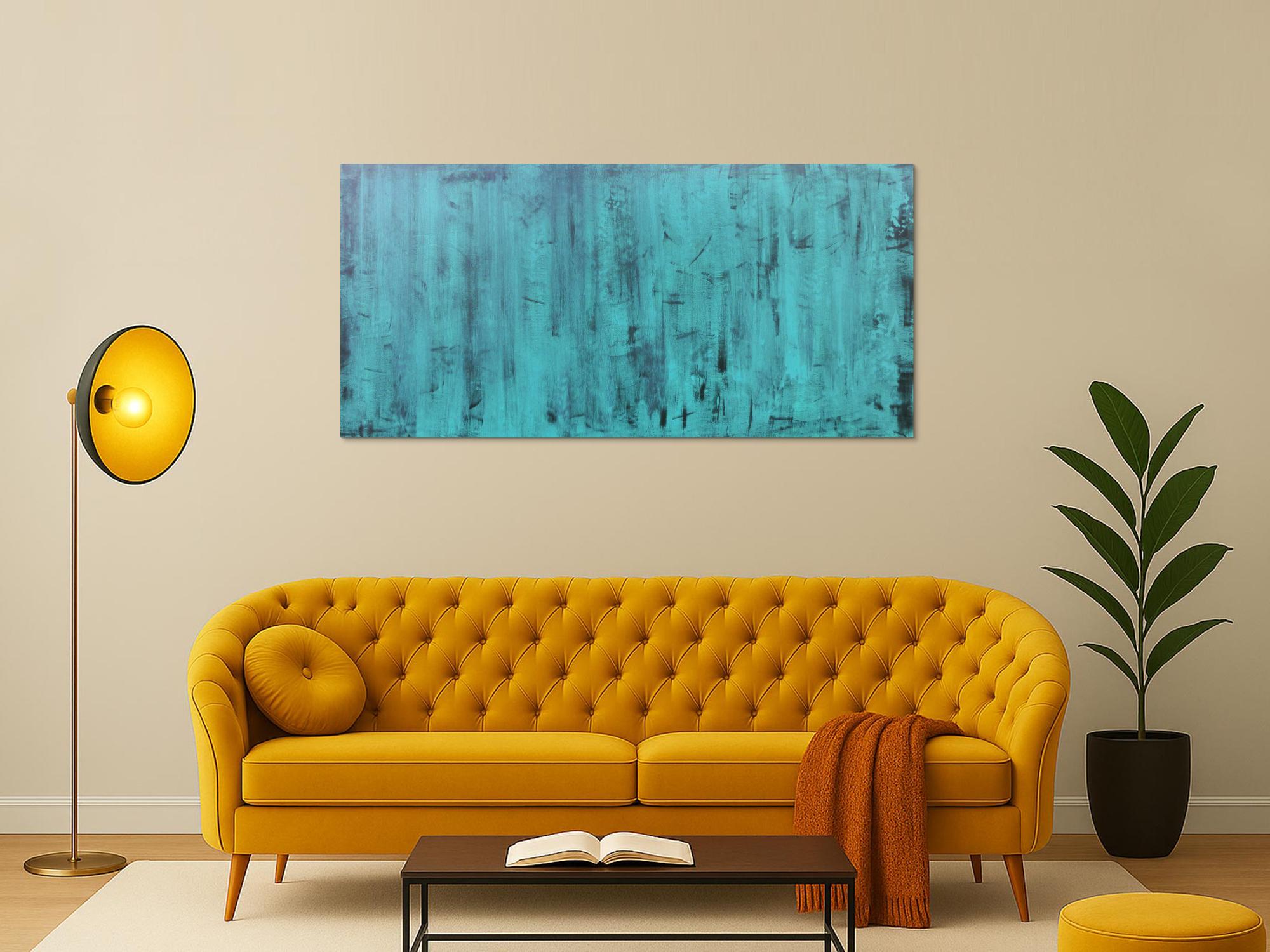 Abstraktes Acrylbild in türkis vintage Look