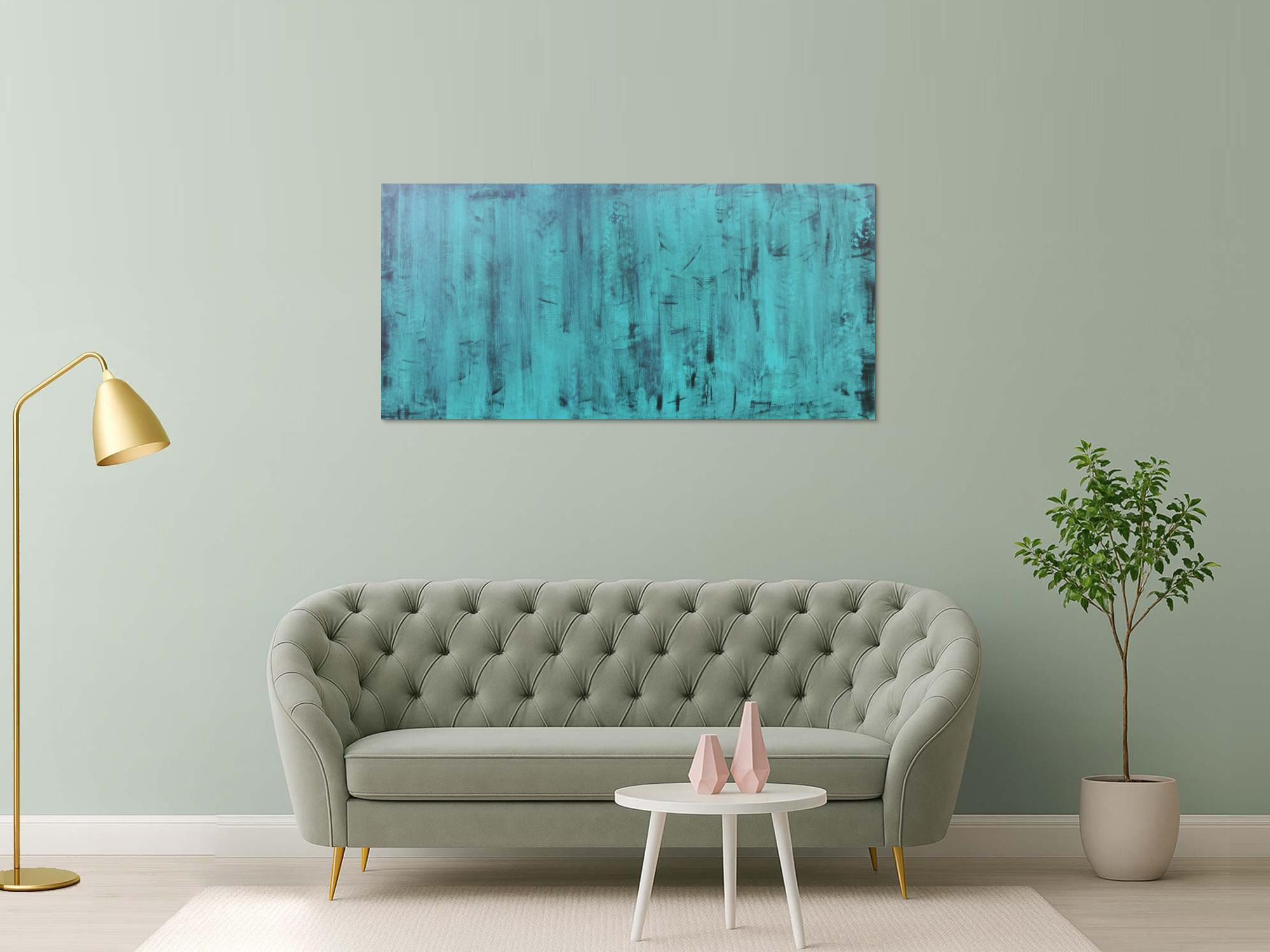 Abstraktes Acrylbild in türkis vintage Look
