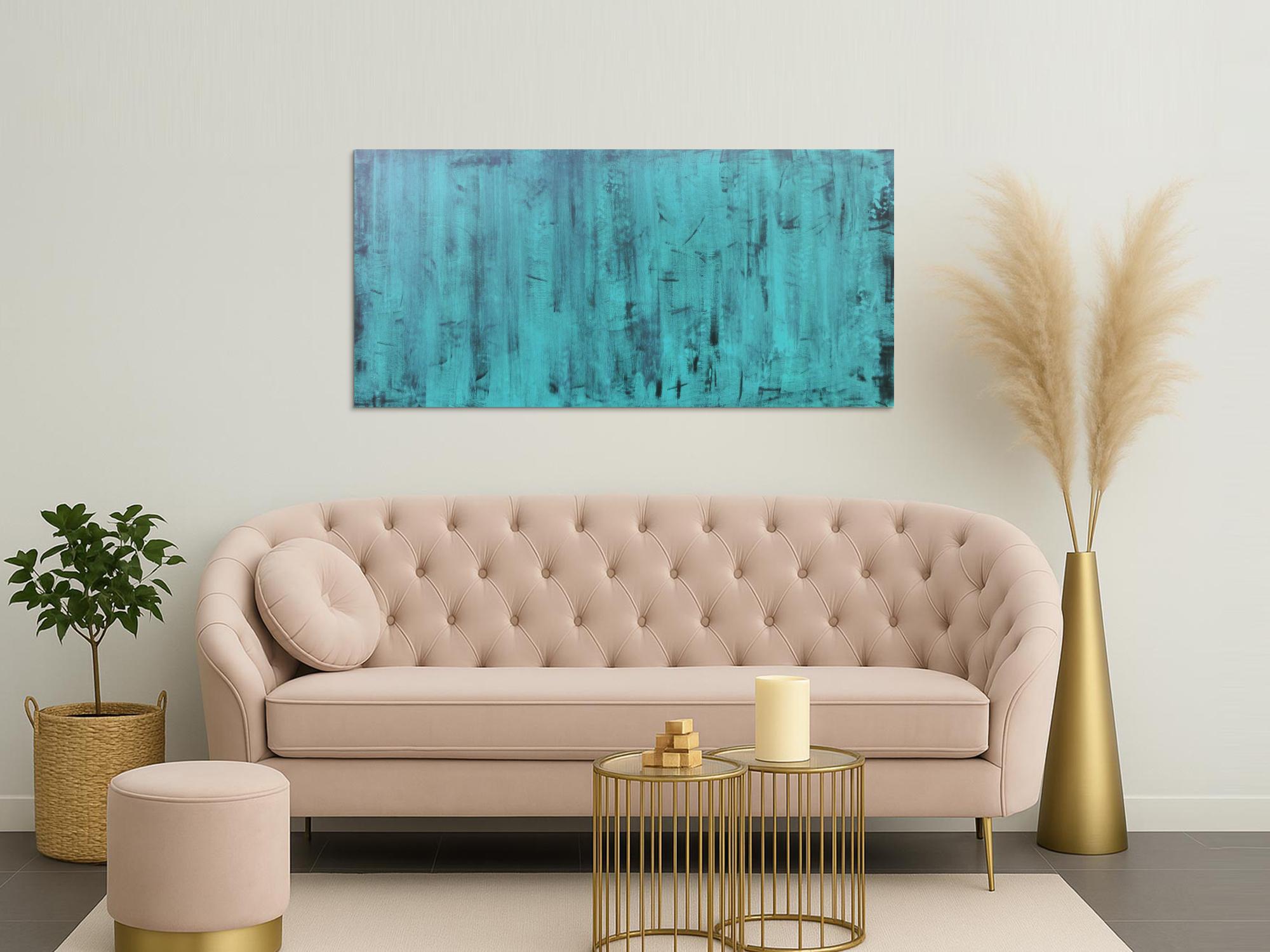 Abstraktes Acrylbild in türkis vintage Look