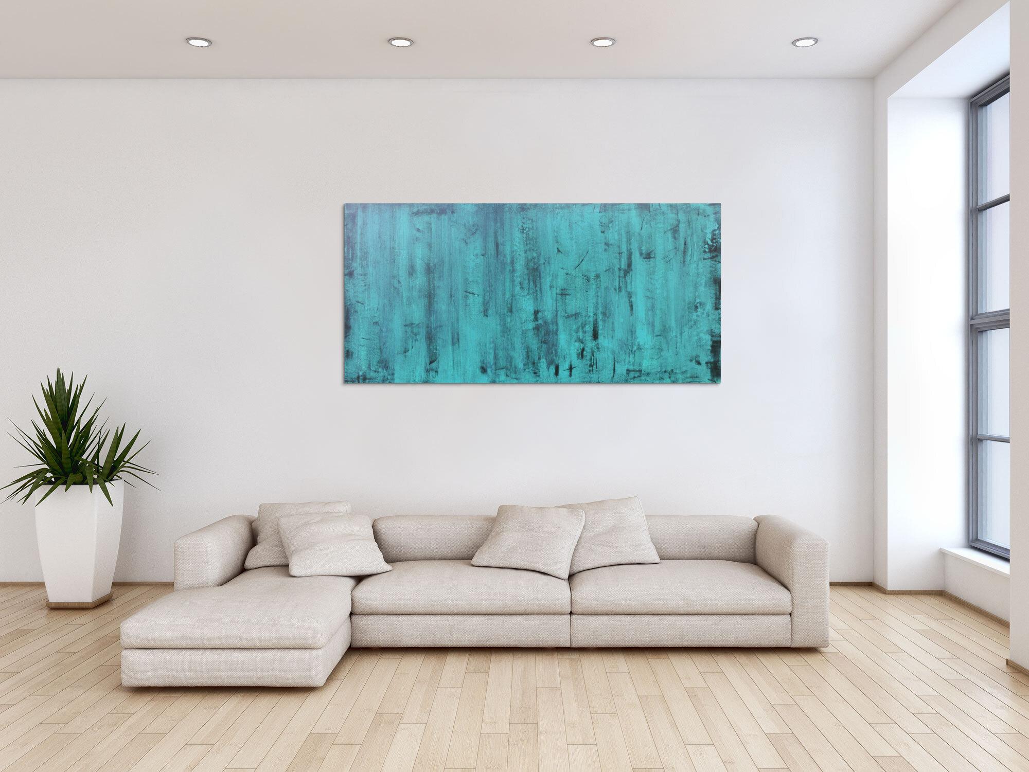 Abstraktes Acrylbild in türkis vintage Look