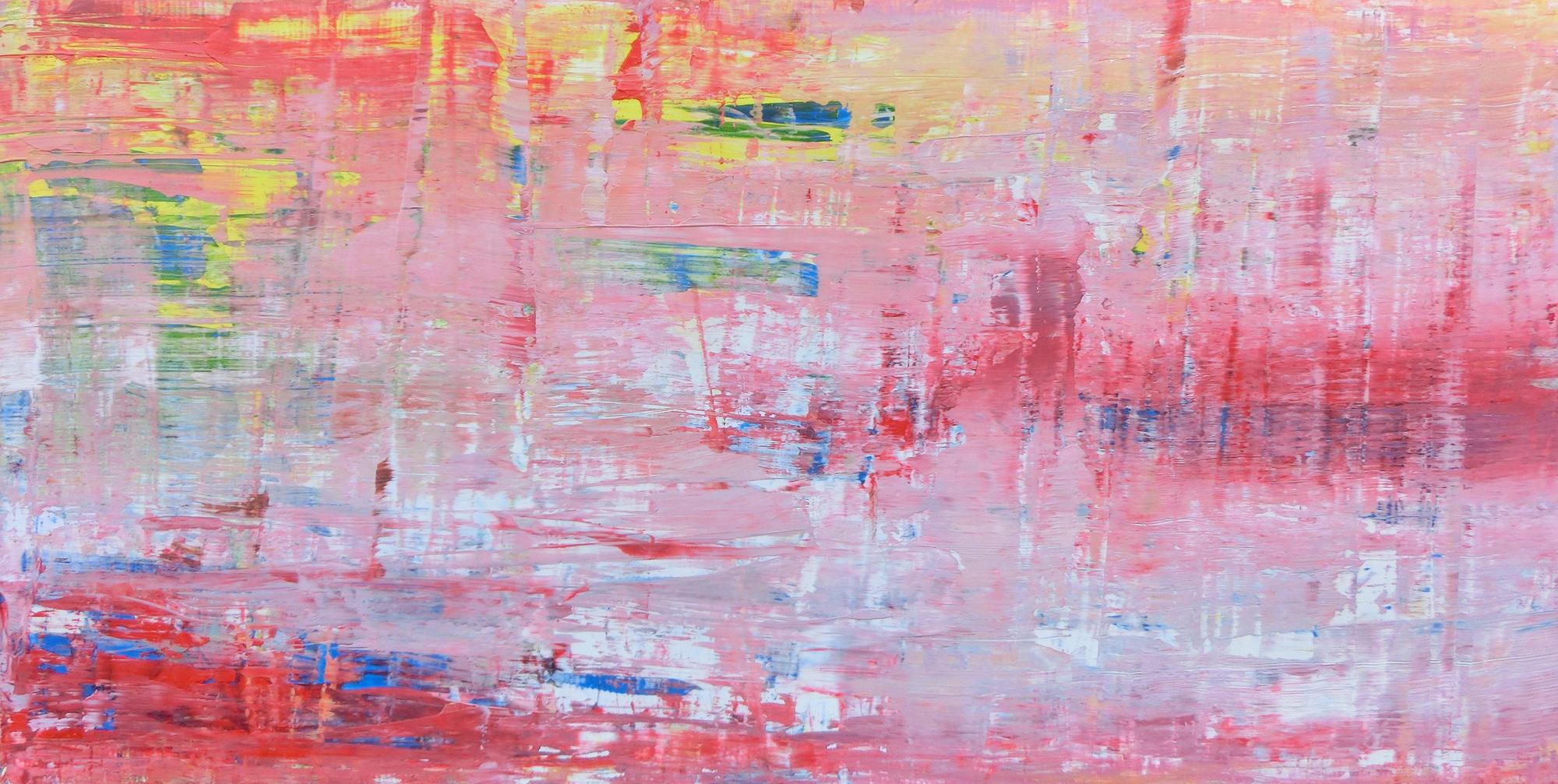 Abstraktes Acrylbild in rosa rot