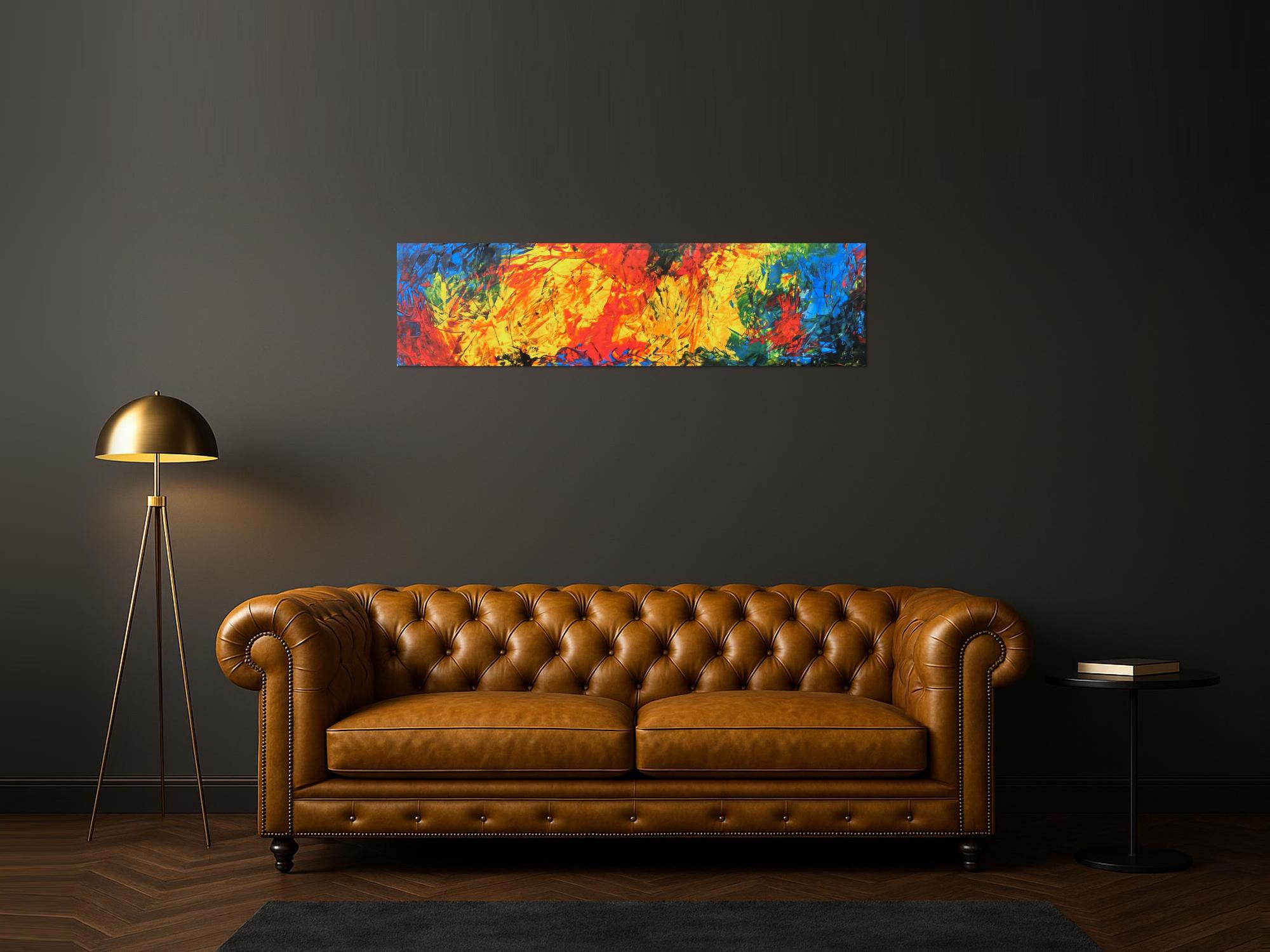 Abstraktes Acrylgemälde modern bunt gelb rot blau