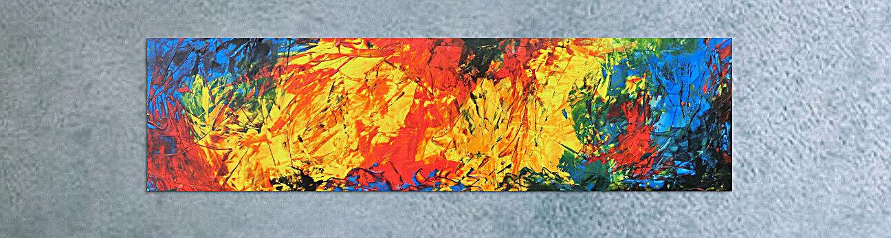 Abstraktes Acrylgemälde modern bunt gelb rot blau