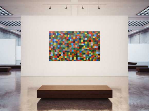 Abstraktes Acrylbild mit bunten Kacheln