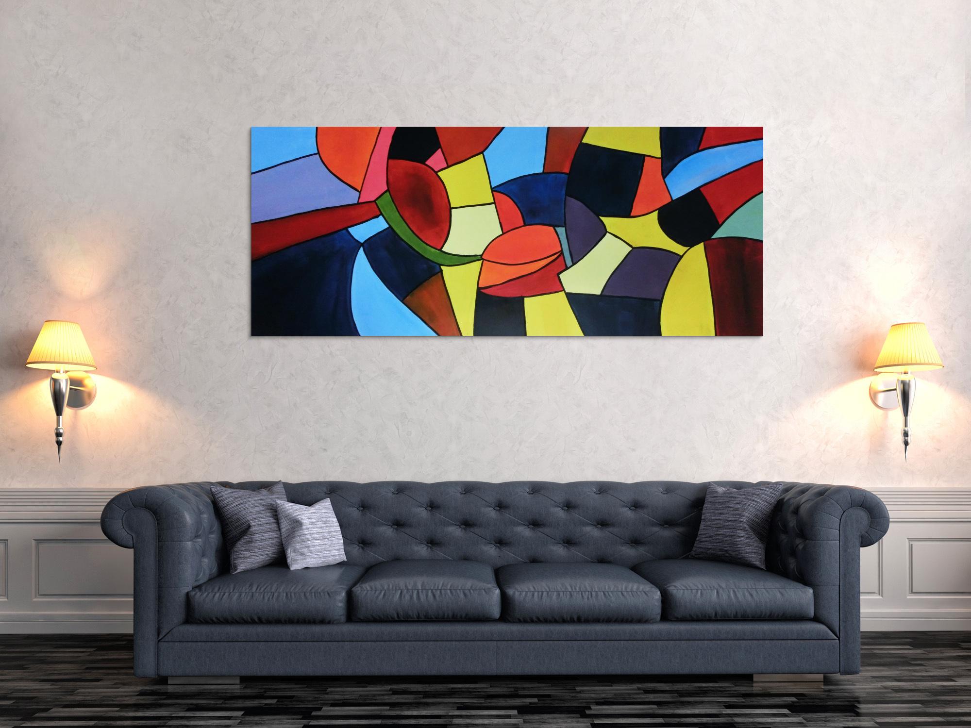 Buntes Acrylbild abstrakt mit vielen Farben