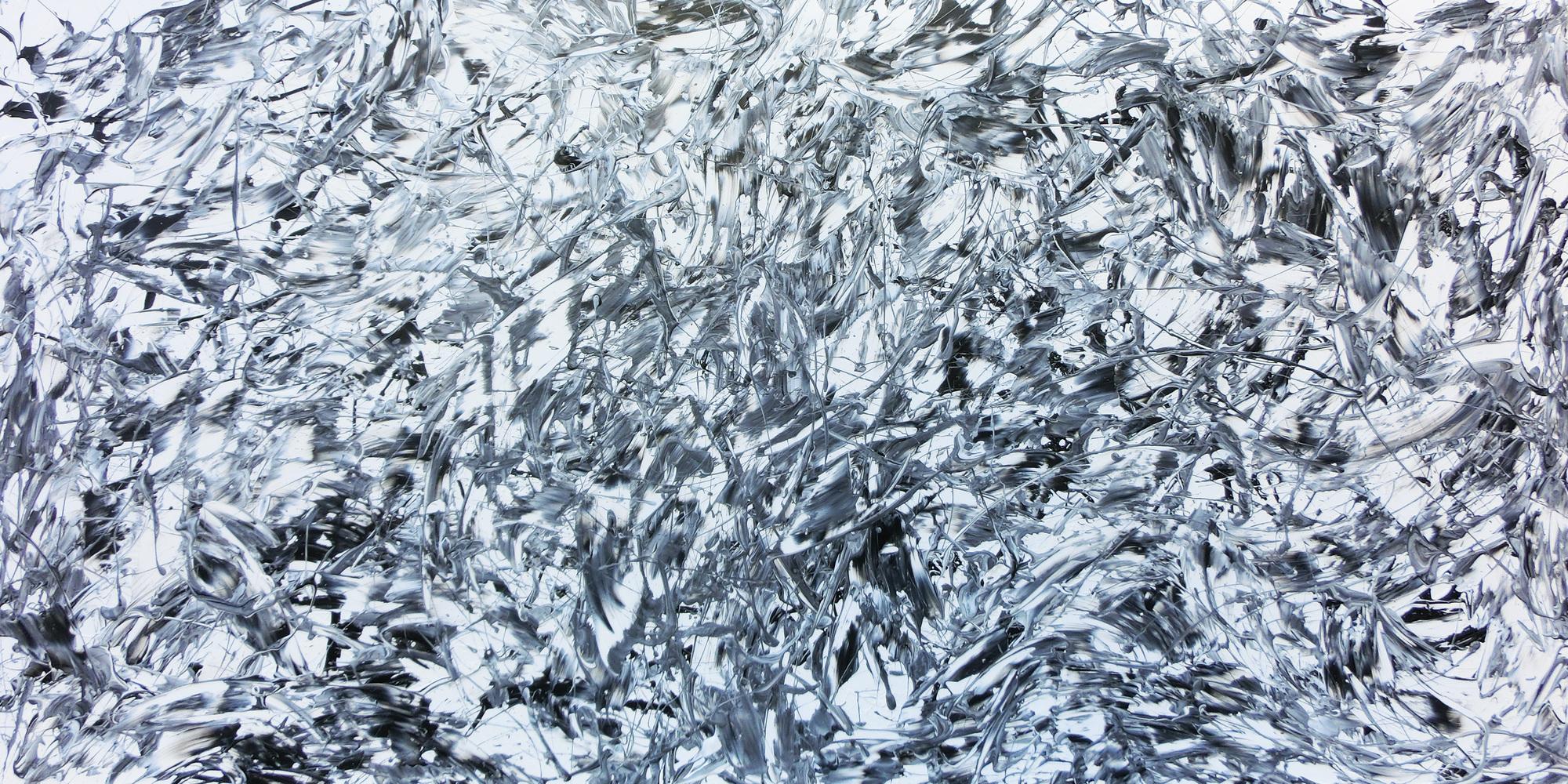 Abstraktes Acrylbild schwarz weiß minimalistisch modern und schlicht