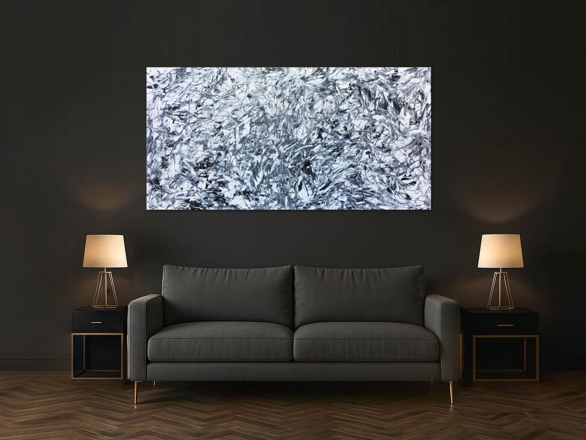 Abstraktes Acrylbild schwarz weiß minimalistisch modern und schlicht