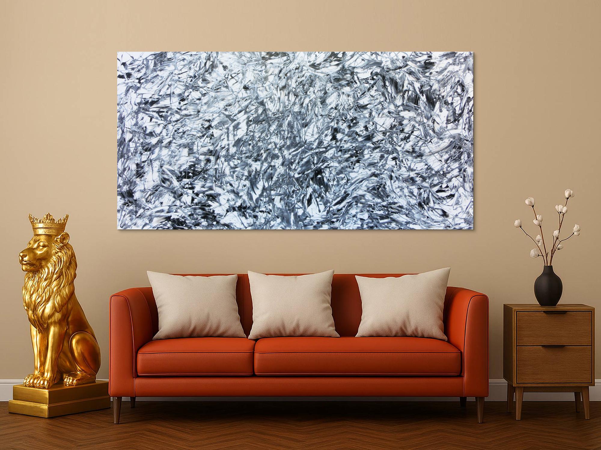 Abstraktes Acrylbild schwarz weiß minimalistisch modern und schlicht