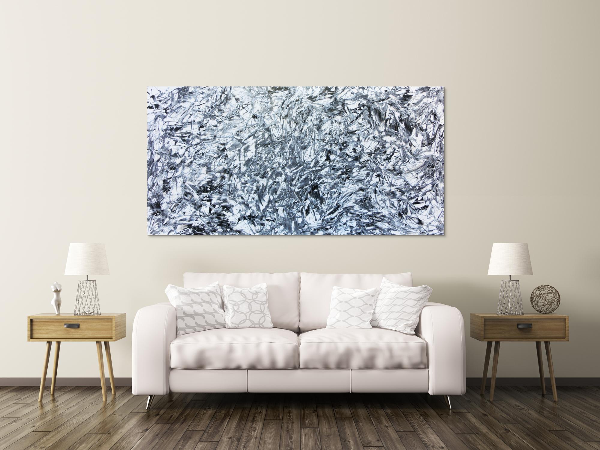 Abstraktes Acrylbild schwarz weiß minimalistisch modern und schlicht