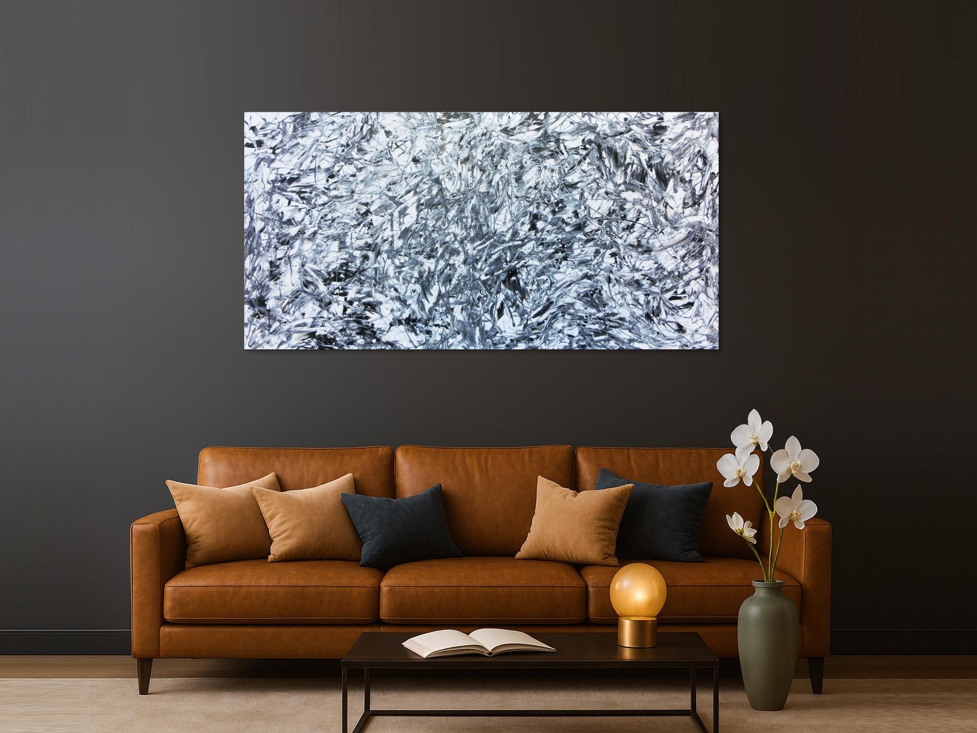 Abstraktes Acrylbild schwarz weiß minimalistisch modern und schlicht