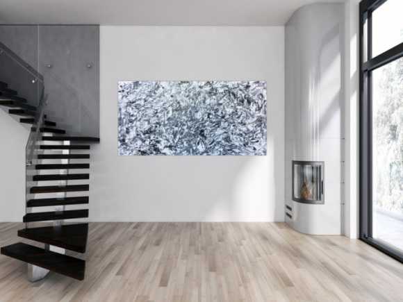 Abstraktes Acrylbild schwarz weiß minimalistisch modern und schlicht