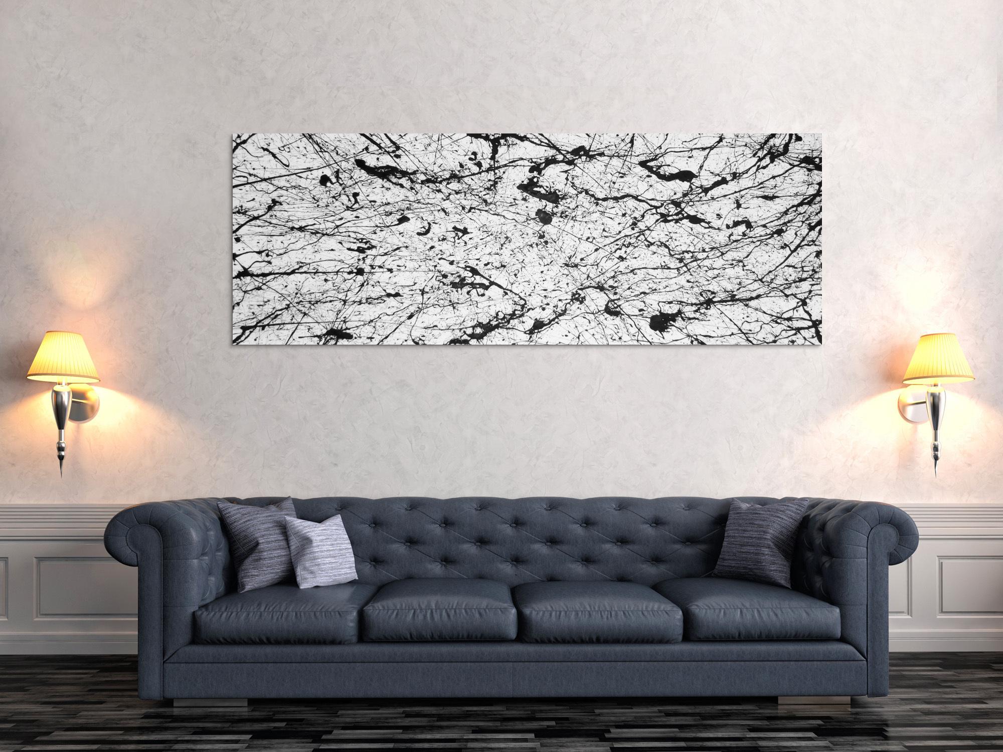 Abstraktes Acrylbild modern art schwarz weiß