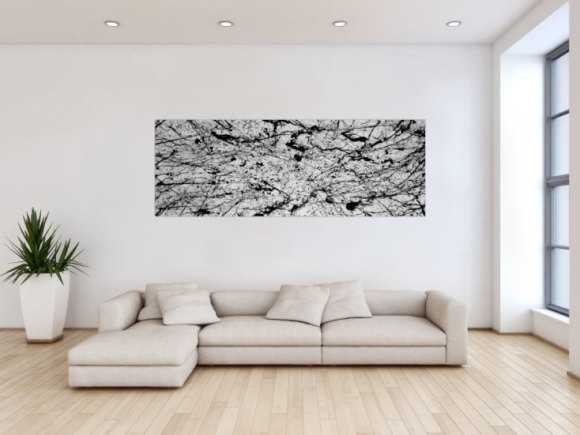 Abstraktes Acrylbild modern art schwarz weiß