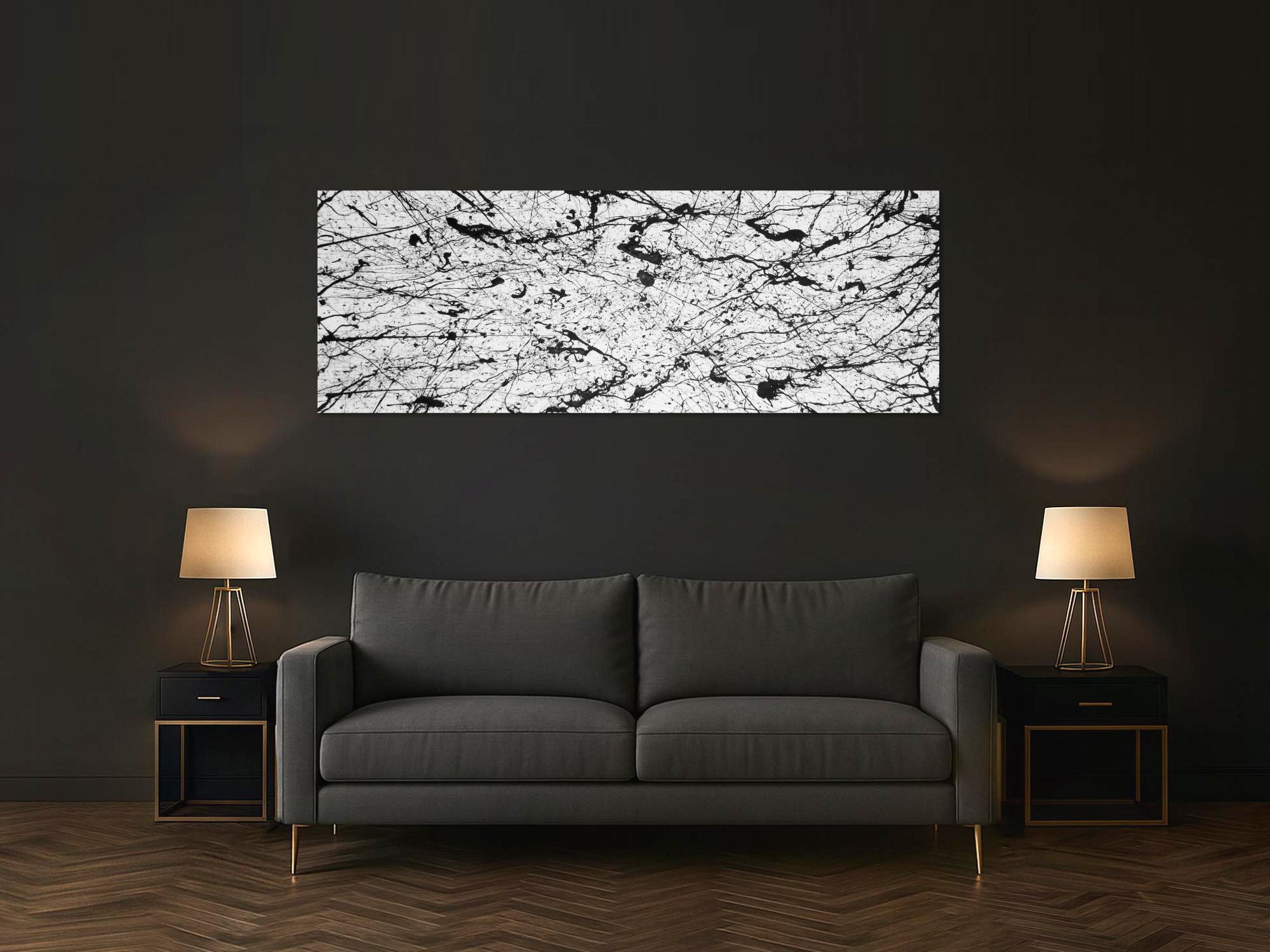 Abstraktes Acrylbild modern art schwarz weiß