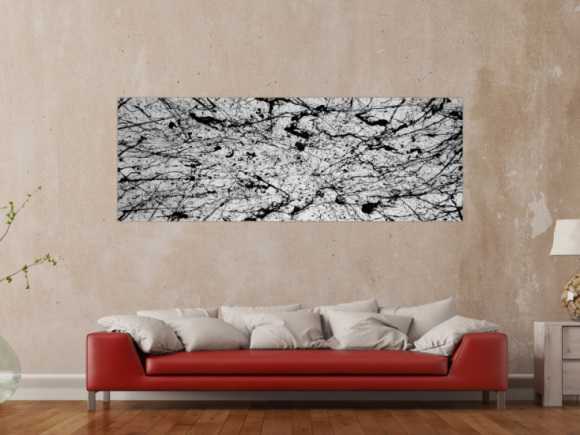 Abstraktes Acrylbild modern art schwarz weiß