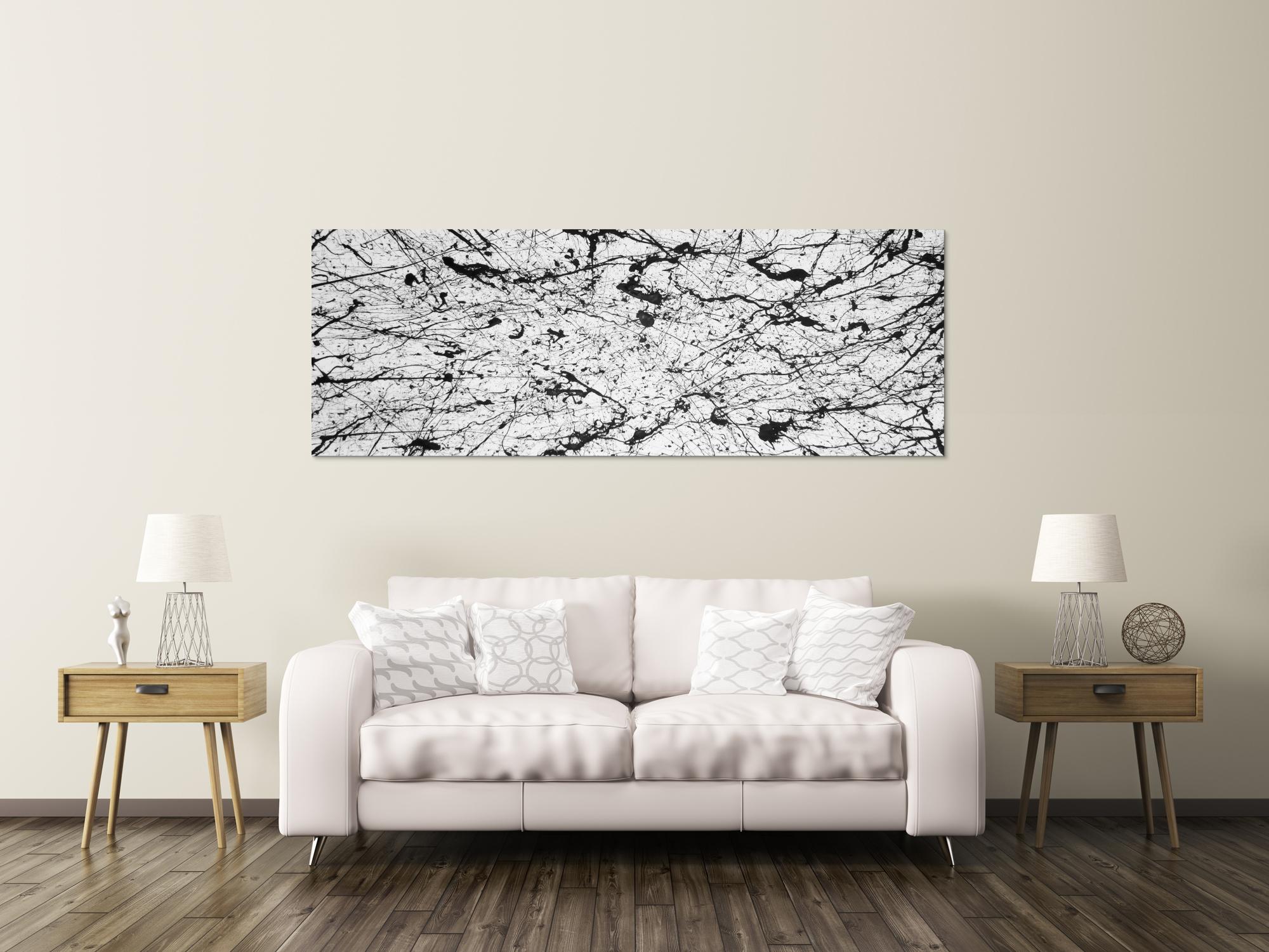 Abstraktes Acrylbild modern art schwarz weiß