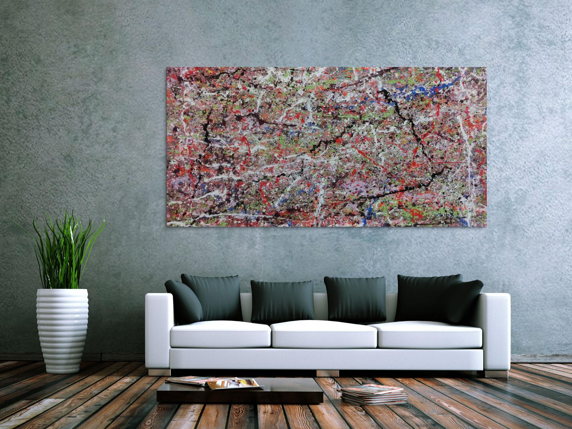 Abstraktes Acrylbild bunt modern spashart
