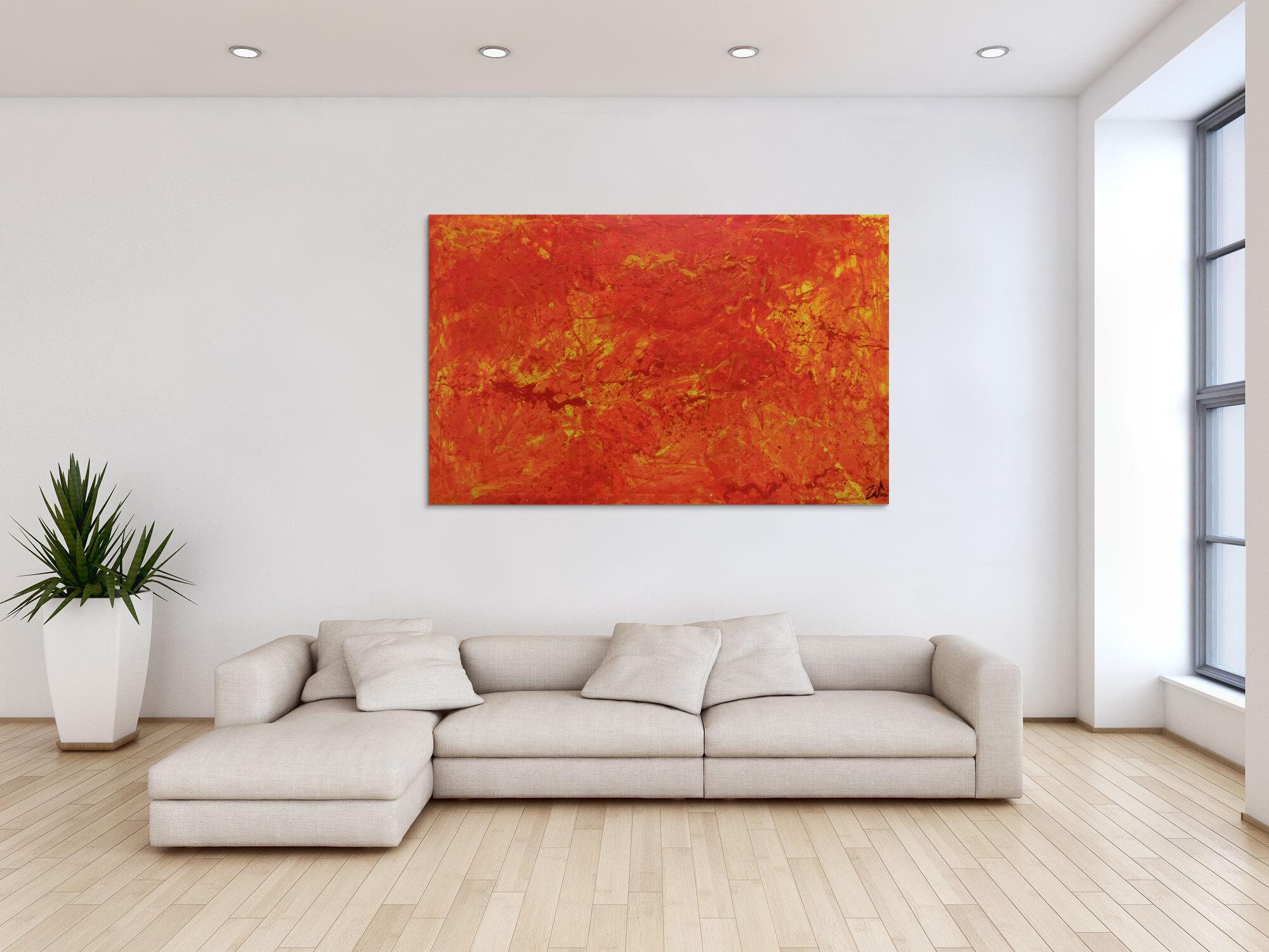 Abstraktes Acrylgemälde orange modern