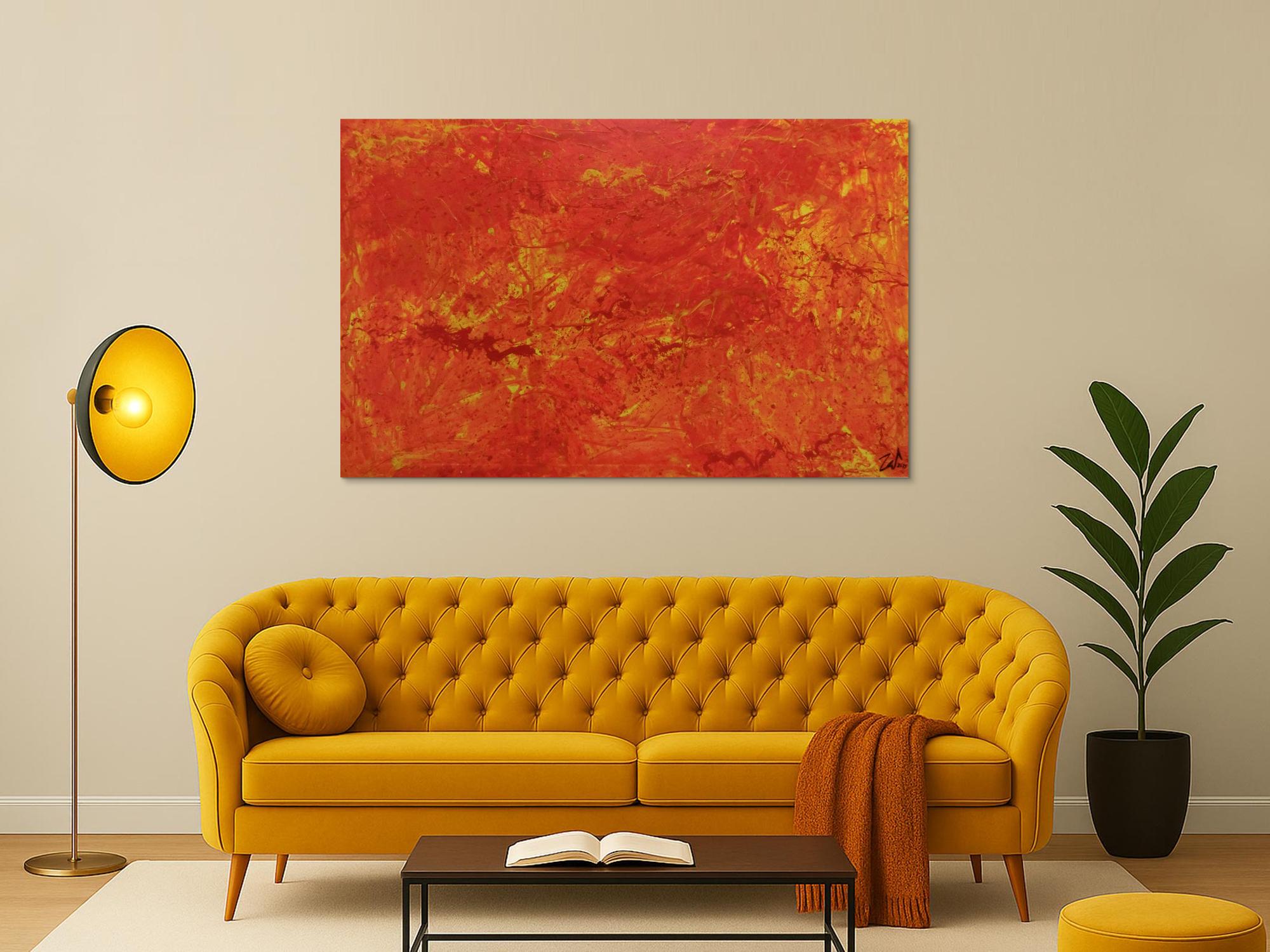 Abstraktes Acrylgemälde orange modern