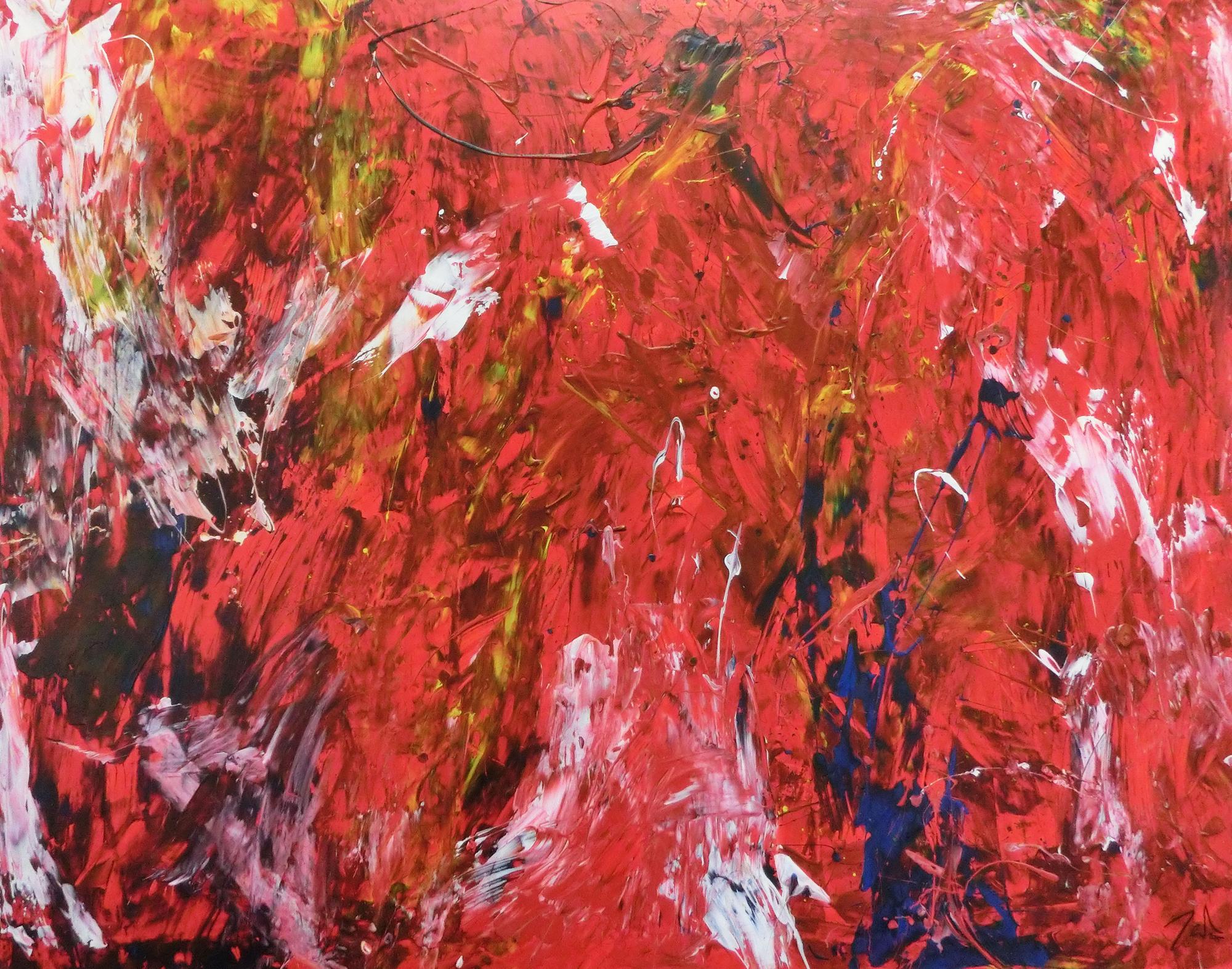 Abstraktes Acrylbild modern rot 