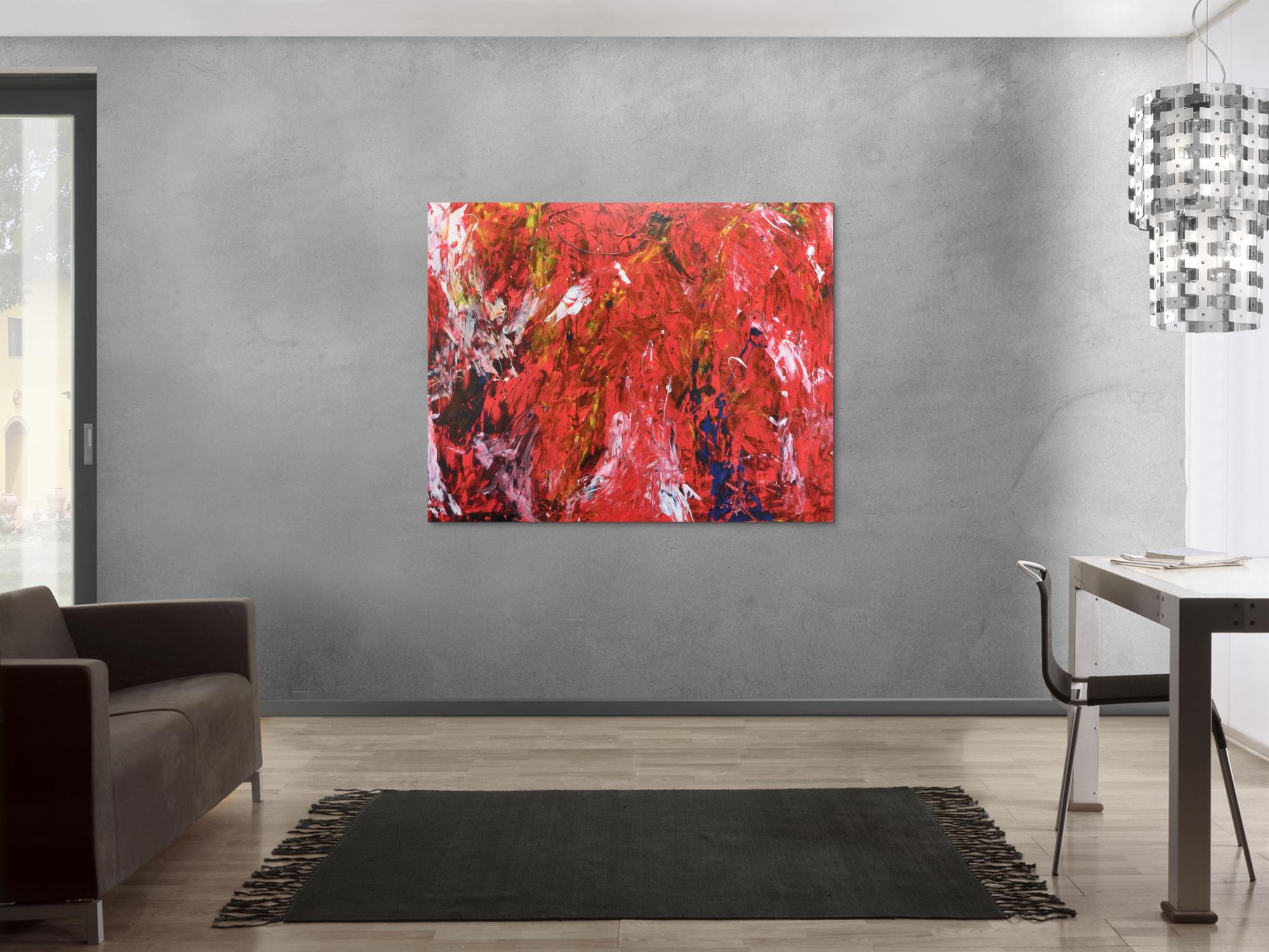 Abstraktes Acrylbild modern rot 