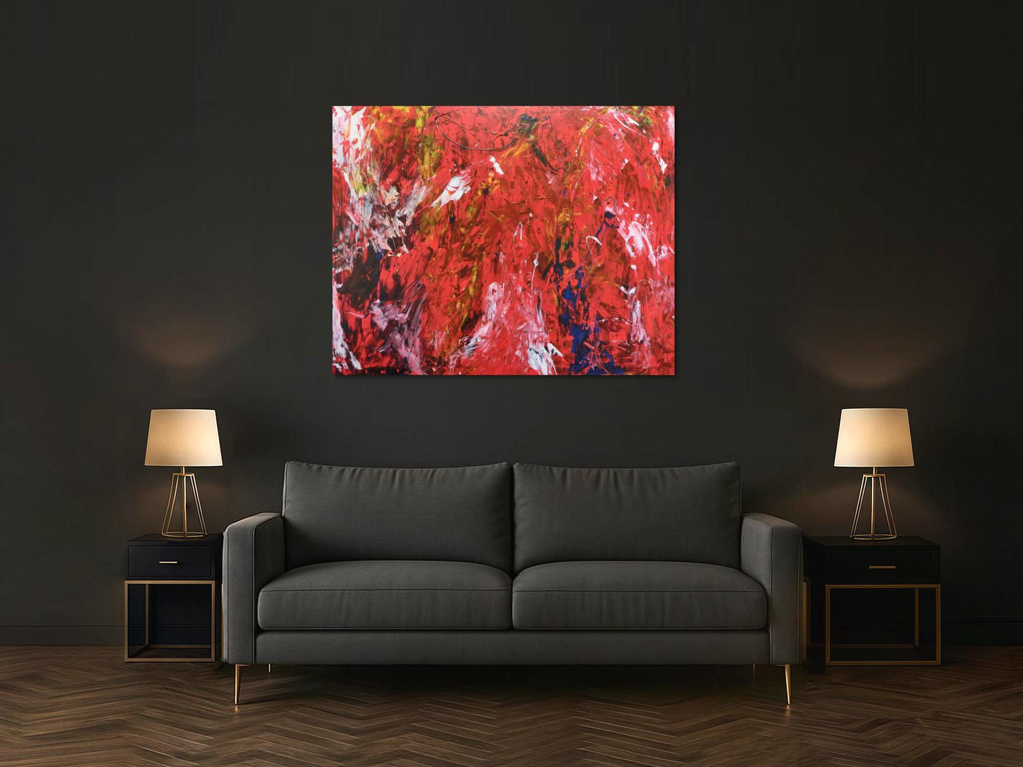 Abstraktes Acrylbild modern rot 