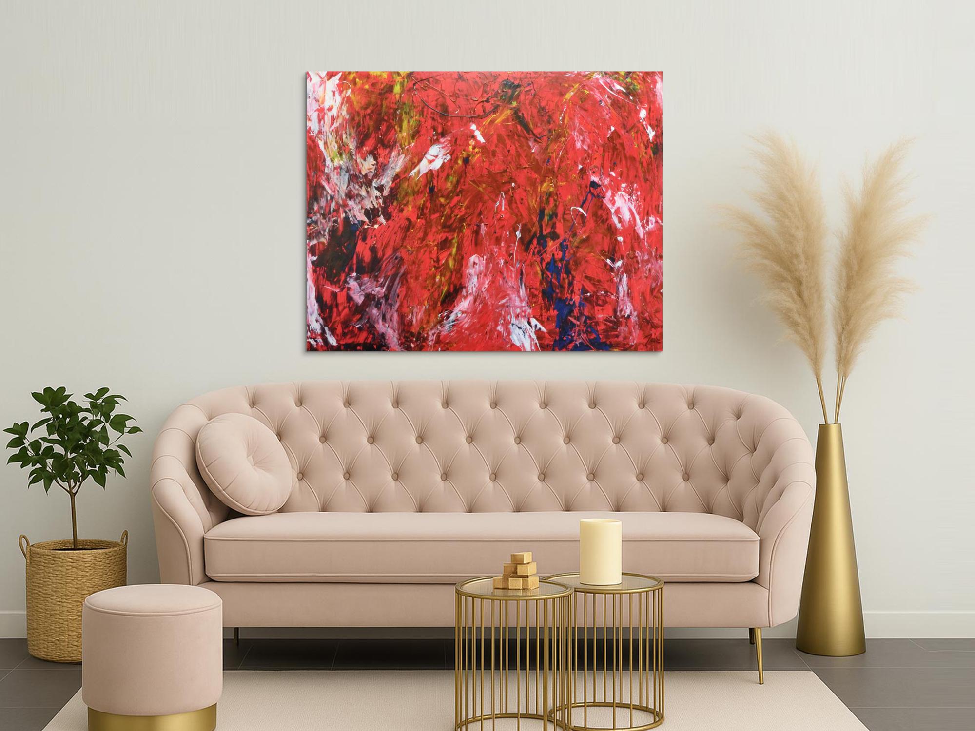 Abstraktes Acrylbild modern rot 