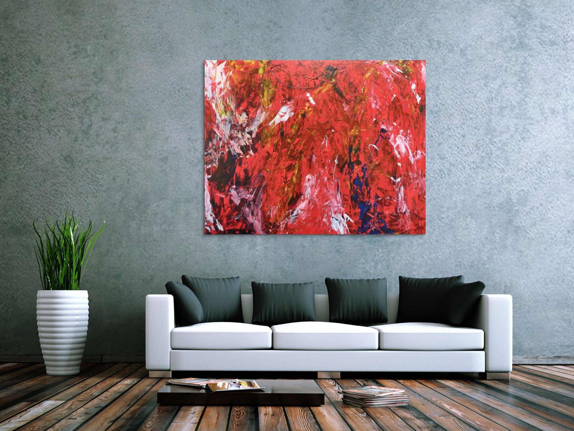 Abstraktes Acrylbild modern rot 