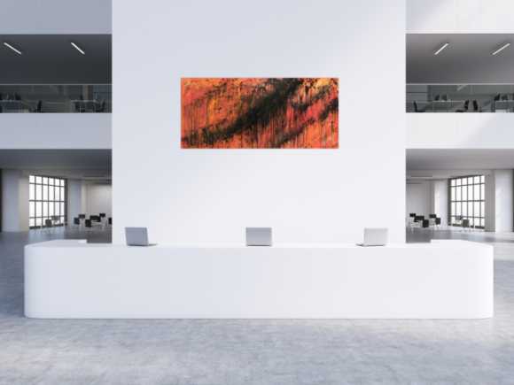 Abstraktes Acrylbild modern schwarz orange schlicht