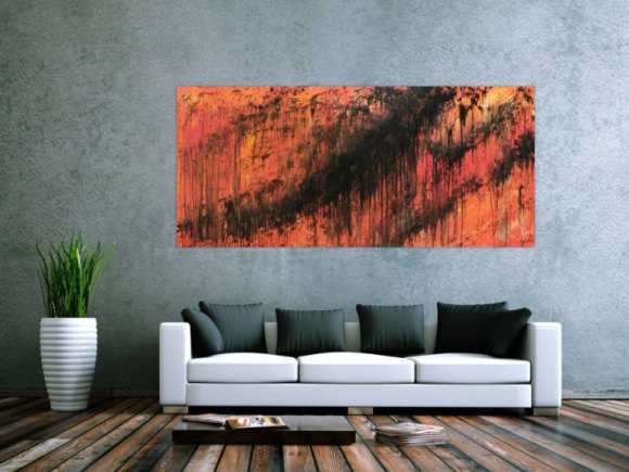 Abstraktes Acrylbild modern schwarz orange schlicht