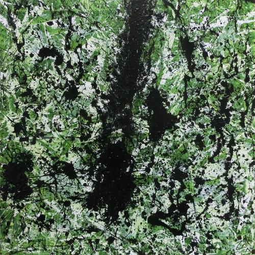 Modernes Acrylbild abstrakt grün schwarz weiß