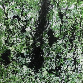 Modernes Acrylbild abstrakt grün schwarz weiß