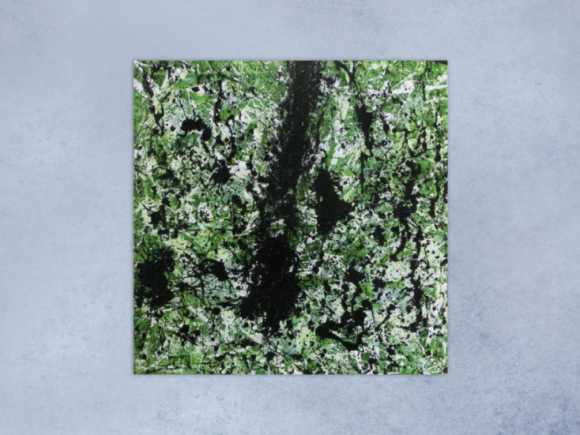 Modernes Acrylbild abstrakt grün schwarz weiß