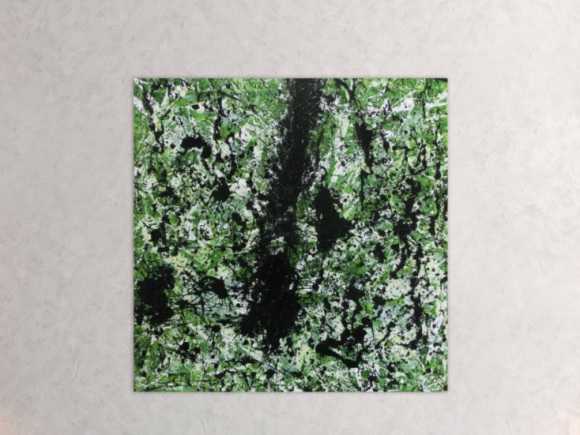 Modernes Acrylbild abstrakt grün schwarz weiß