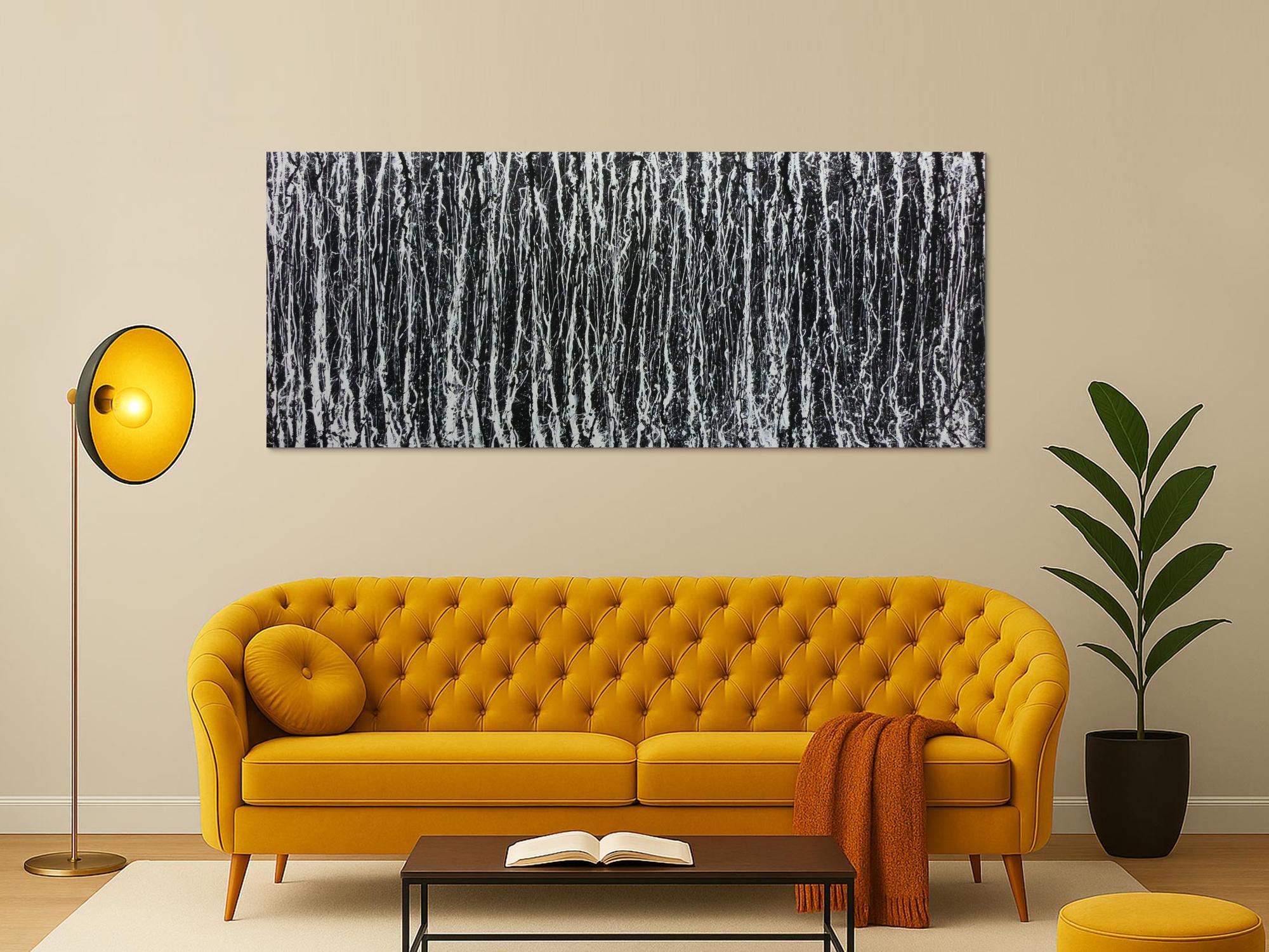 Modernes Acrylbild abstrakt schwarz weiß