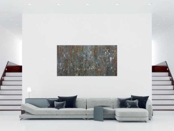 Abstraktes Acrylbild mdoern braun grau schlicht