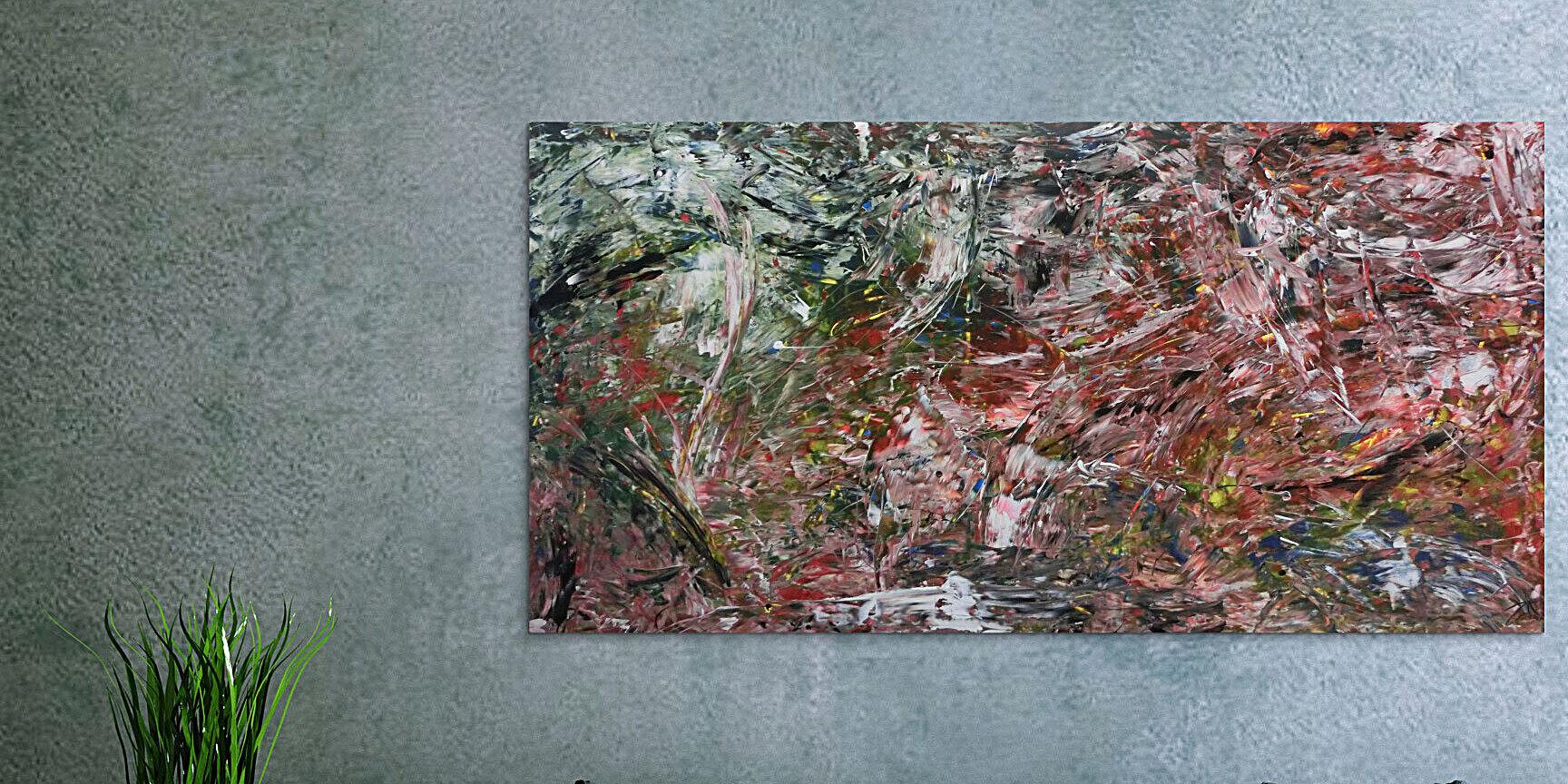 Abstraktes Kunstwerk in Rot und Orange