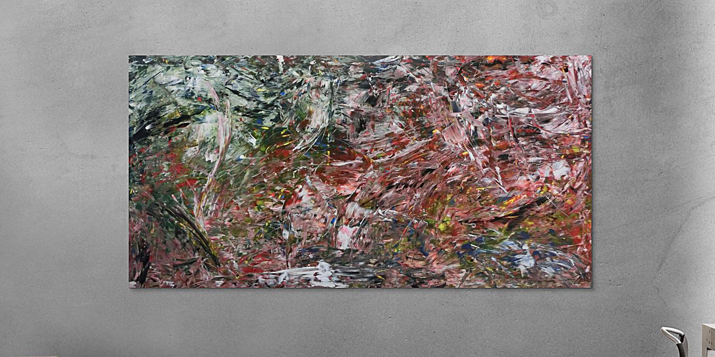 Abstraktes Kunstwerk in Rot und Orange