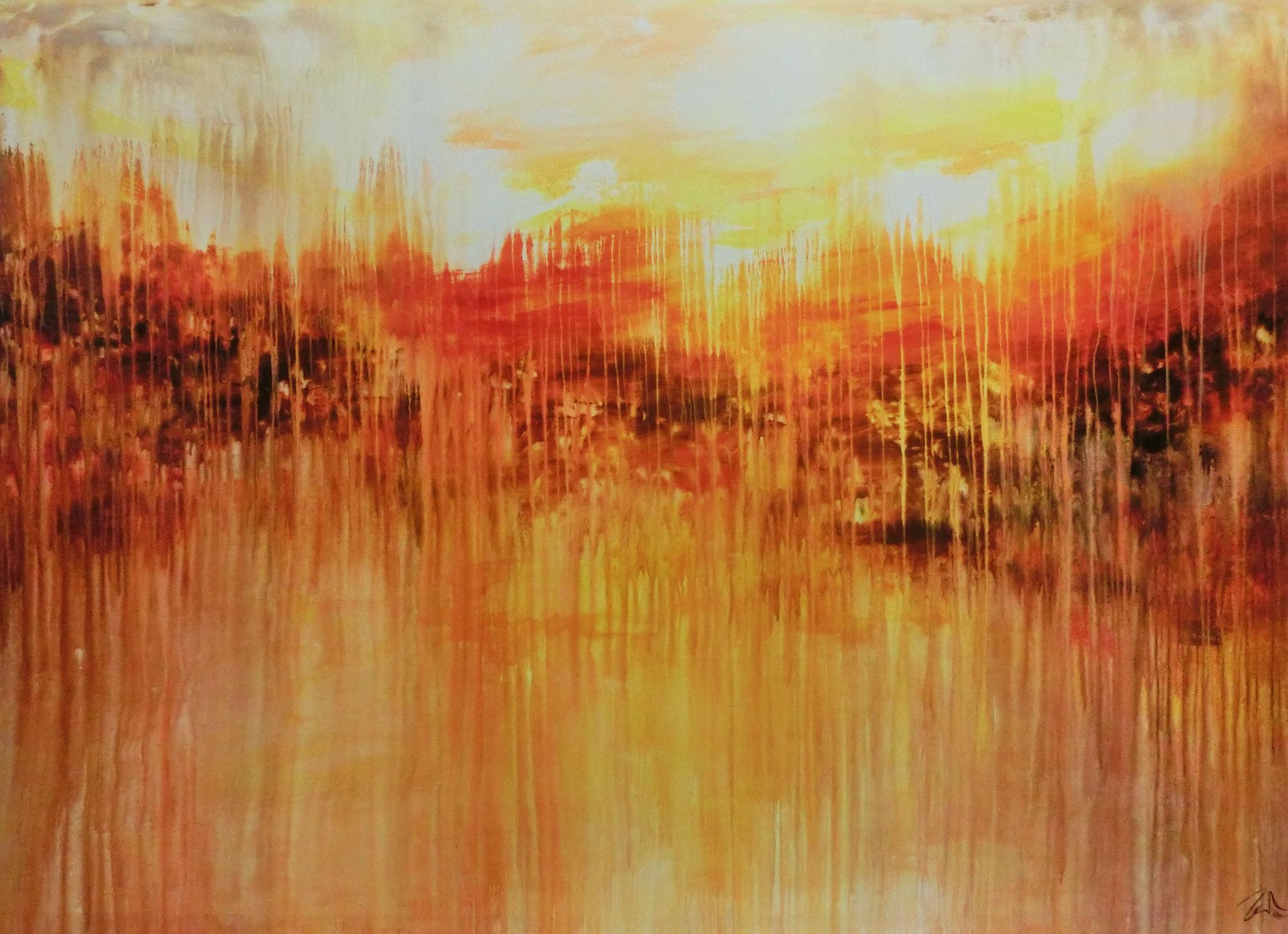 Abstraktes Acrylbild sehr groß xxl sehr ausdrucksstark orange mediterran