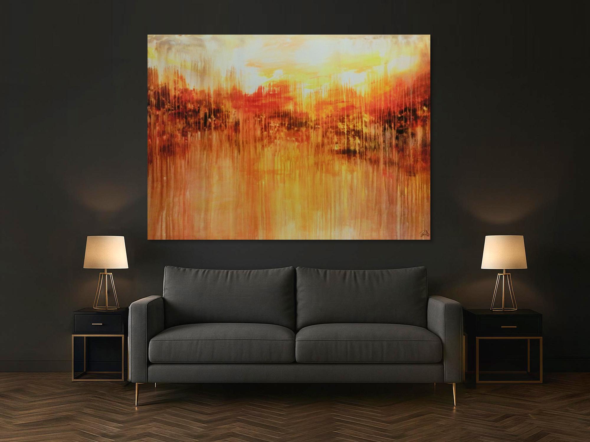 Abstraktes Acrylbild sehr groß xxl sehr ausdrucksstark orange mediterran