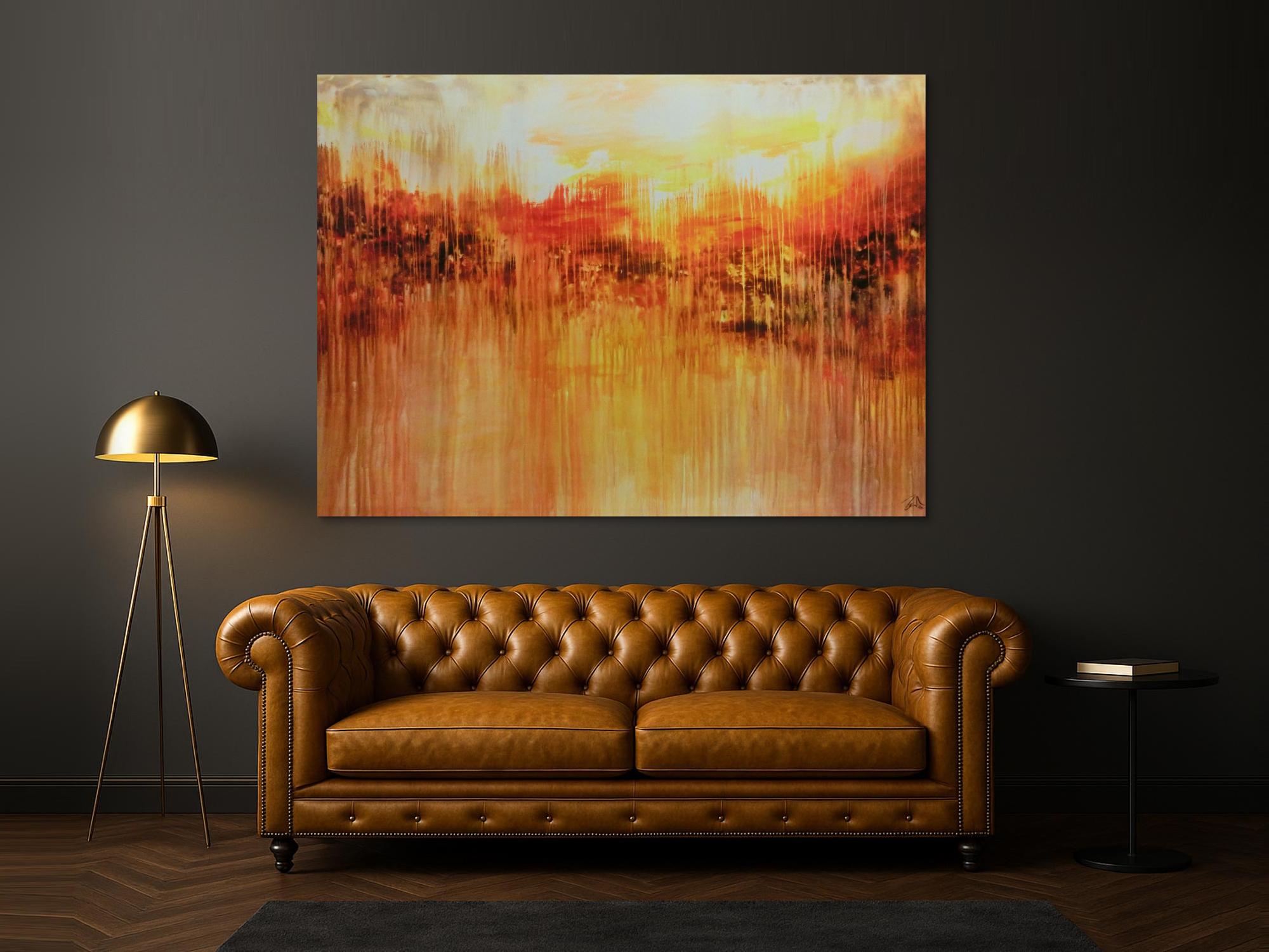 Abstraktes Acrylbild sehr groß xxl sehr ausdrucksstark orange mediterran